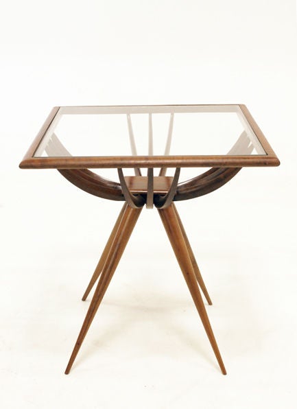 Brazilian Caviuna and glass side table by Giuseppe Scapinelli