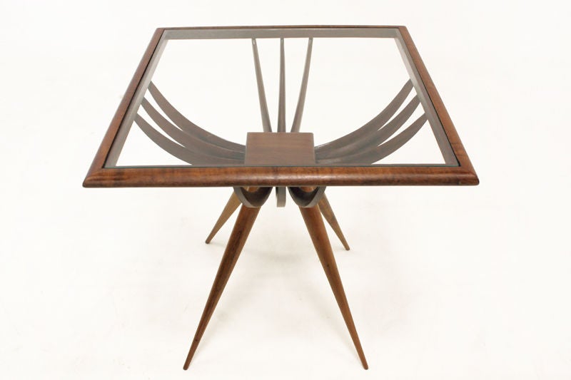 Mid-20th Century Caviuna and glass side table by Giuseppe Scapinelli