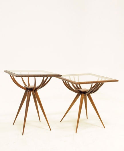 Caviuna and glass side table by Giuseppe Scapinelli 2