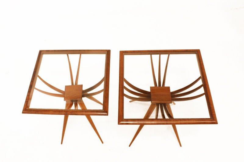 Caviuna and glass side table by Giuseppe Scapinelli 3