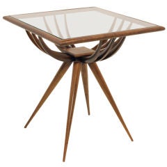 Caviuna and glass side table by Giuseppe Scapinelli