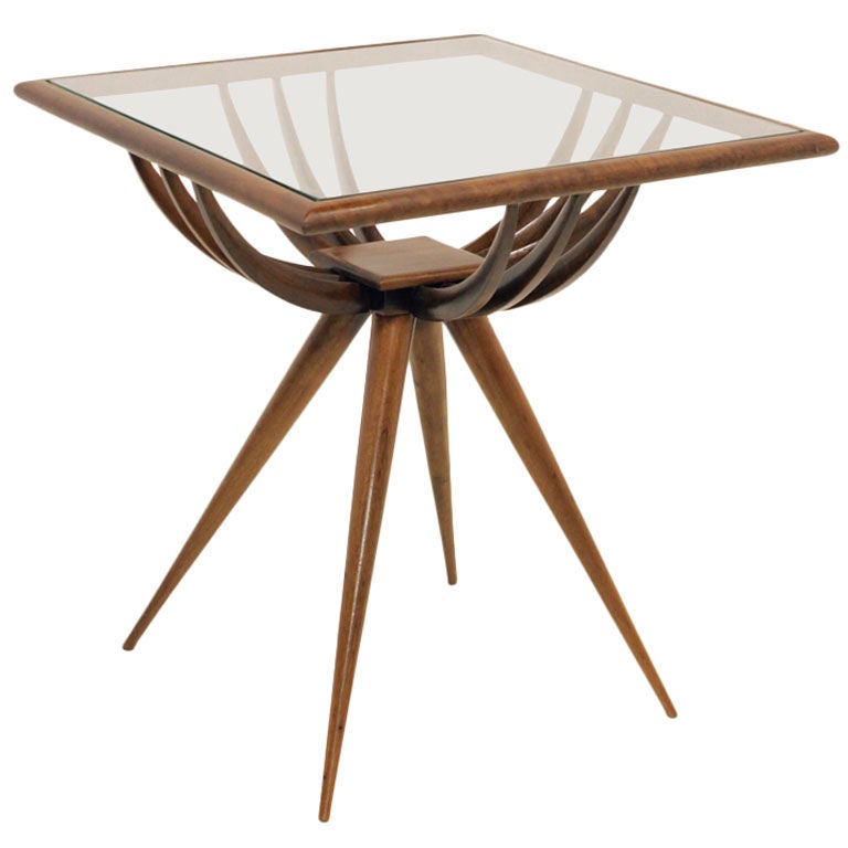 Caviuna and glass side table by Giuseppe Scapinelli