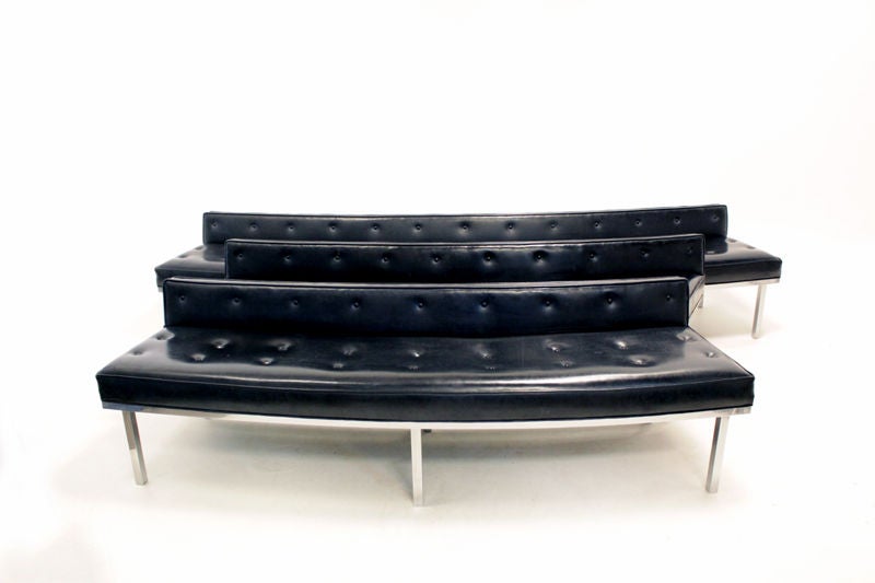 Huge Sectional Curved Bench with Solid Stainless Steel Legs In Good Condition In Hollywood, CA