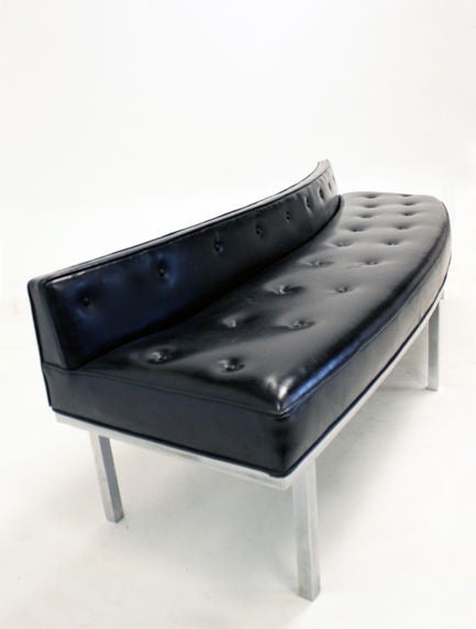 Mid-20th Century Huge Sectional Curved Bench with Solid Stainless Steel Legs