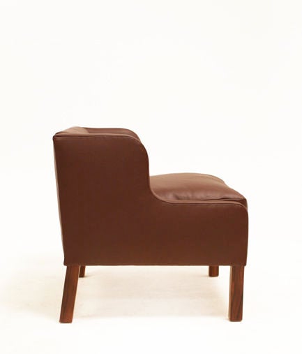 Set of Three Leather and Rosewood Armchairs For Sale 2