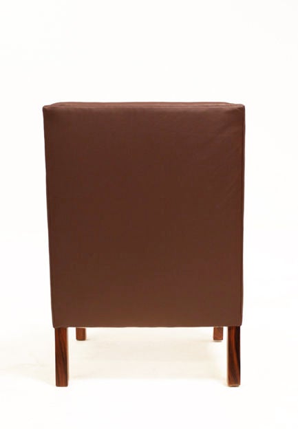 Set of Three Leather and Rosewood Armchairs In Good Condition For Sale In Los Angeles, CA