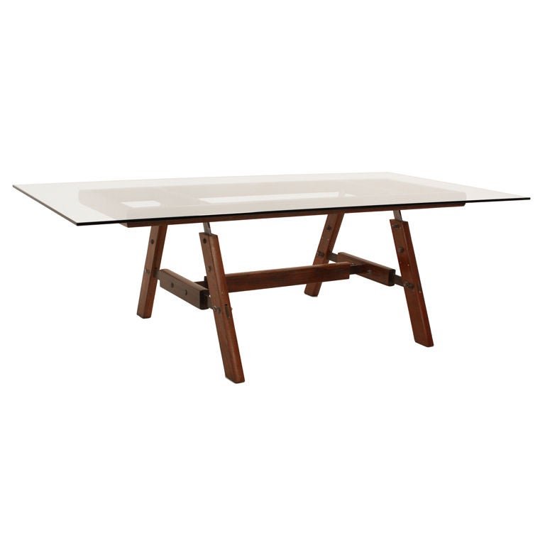 Custom Sergio Rodrigues architectural dining table