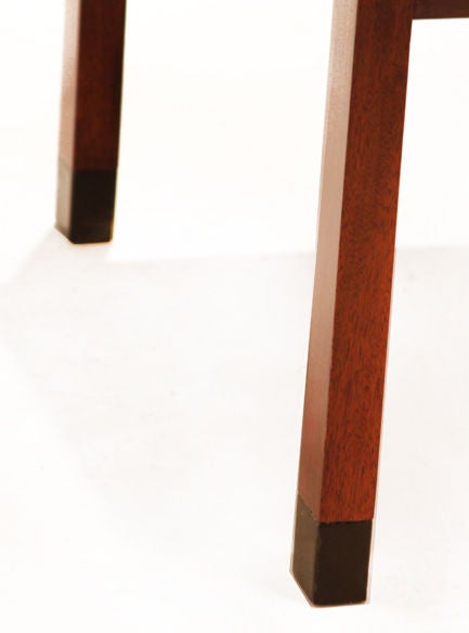 American Mid-Century Dunbar Mahogany Side Table with Leather Tipped Feet For Sale
