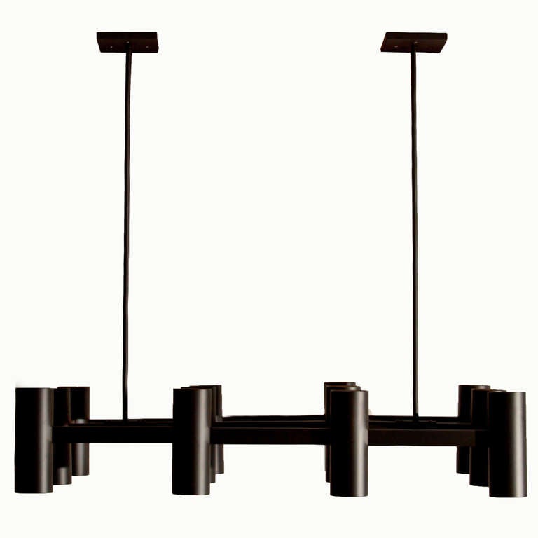 Custom Large Architectural Bronze Finished Chandelier by Thomas Hayes