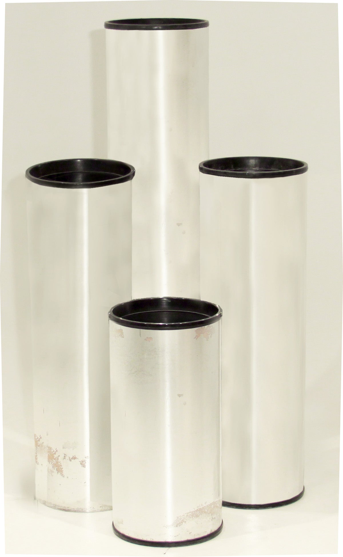 Vintage Chromium Plated Cylindrical Planters For Sale