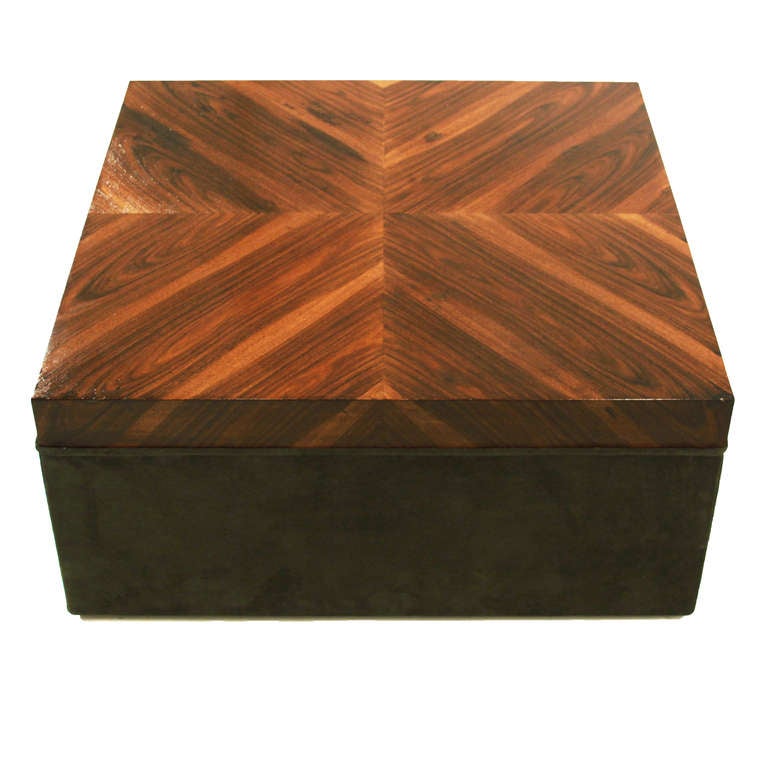 Mid-20th Century Organic Modern Brazilian Hardwood and Suede Coffee Table For Sale
