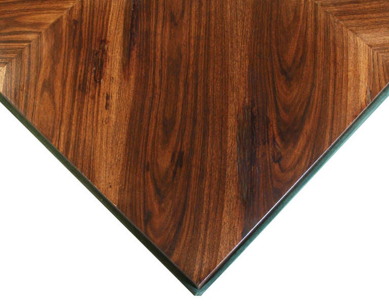 Rosewood Organic Modern Brazilian Hardwood and Suede Coffee Table For Sale