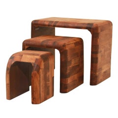 Set Of 3 California Design Wood Nesting Side Tables