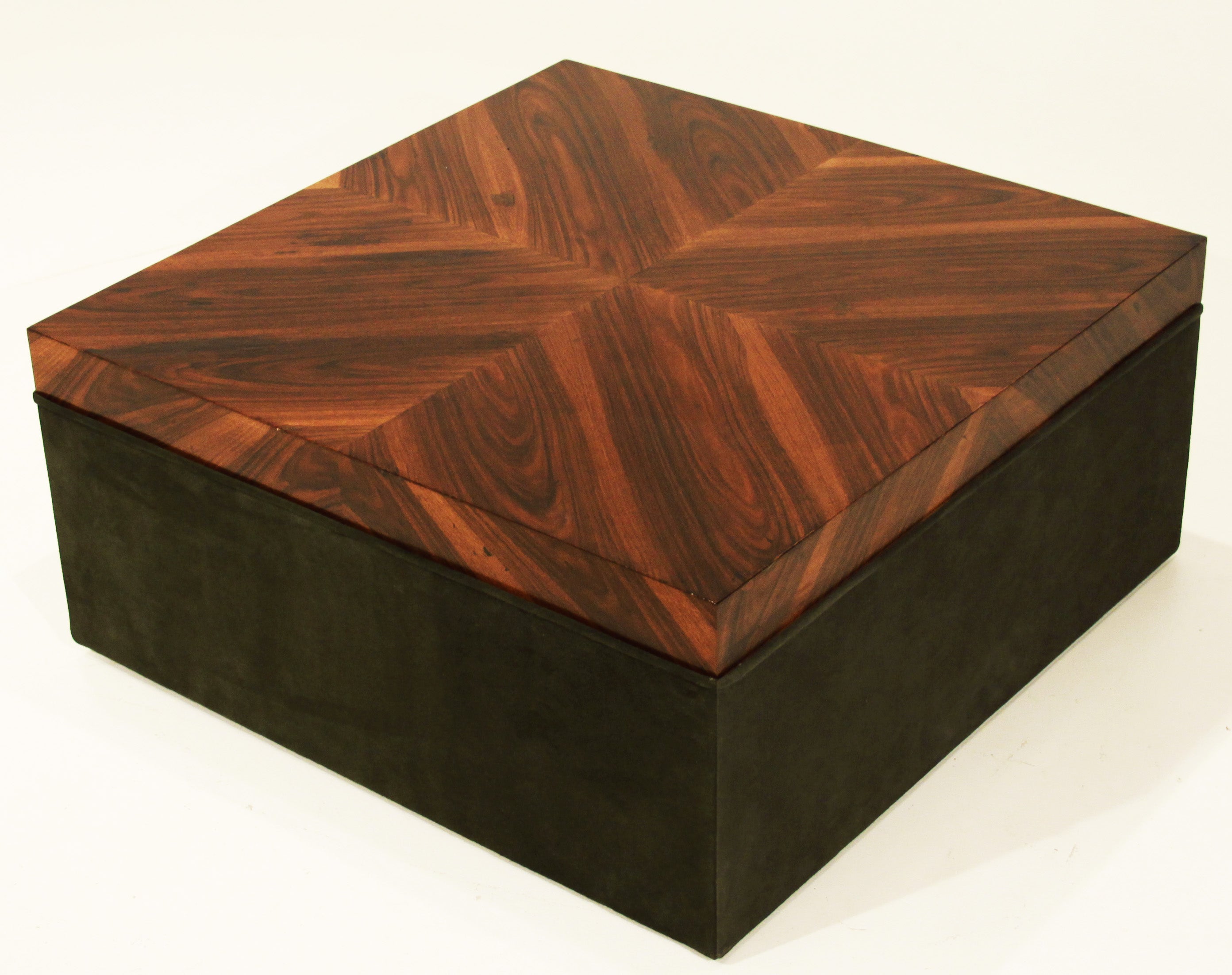 Organic Modern Brazilian Hardwood and Suede Coffee Table For Sale