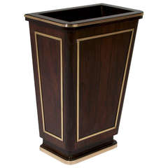 Solid Rosewood Waste Basket with Brass Trim