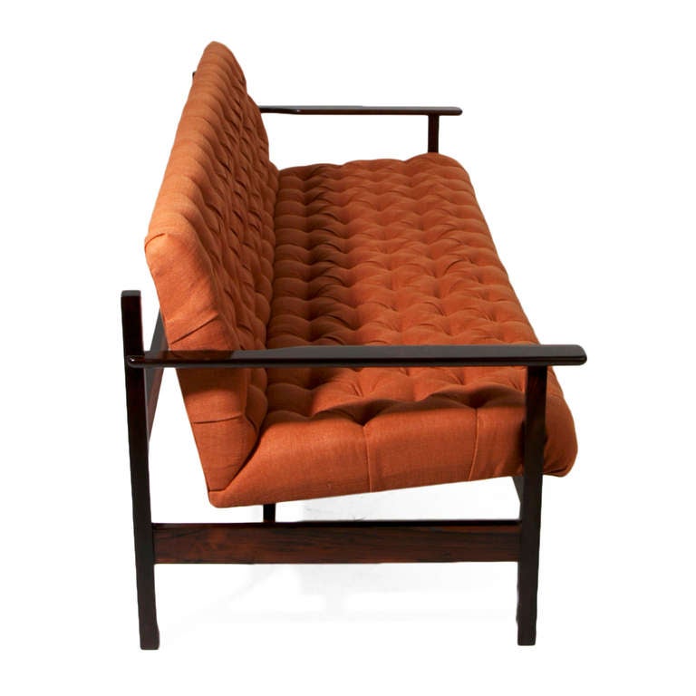 orange linen sofas