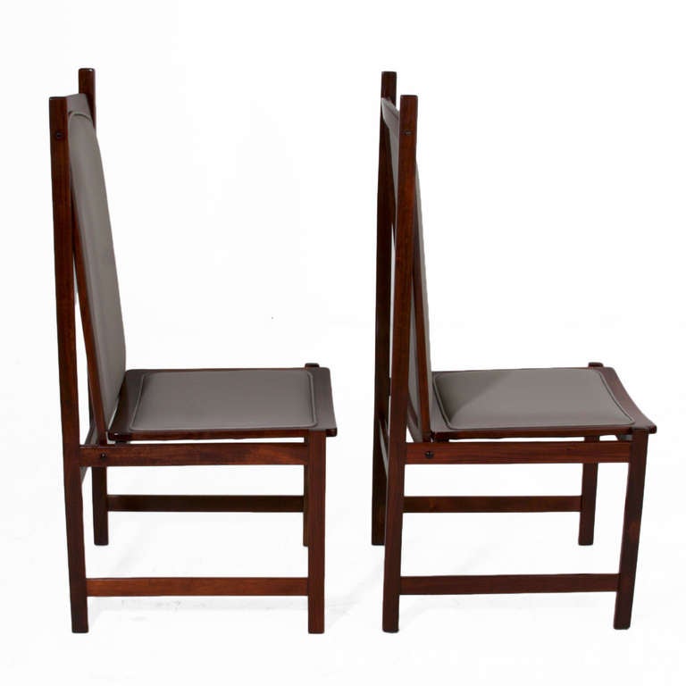 Mid-Century Modern Celina Moveis Brazilian Mahogany Side Chairs, circa 1960 For Sale