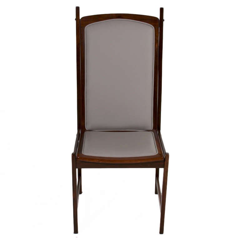 Leather Celina Moveis Brazilian Mahogany Side Chairs, circa 1960 For Sale