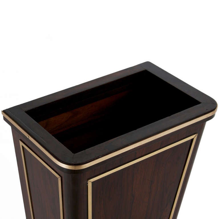 Solid Rosewood Waste Basket with Brass Trim 1