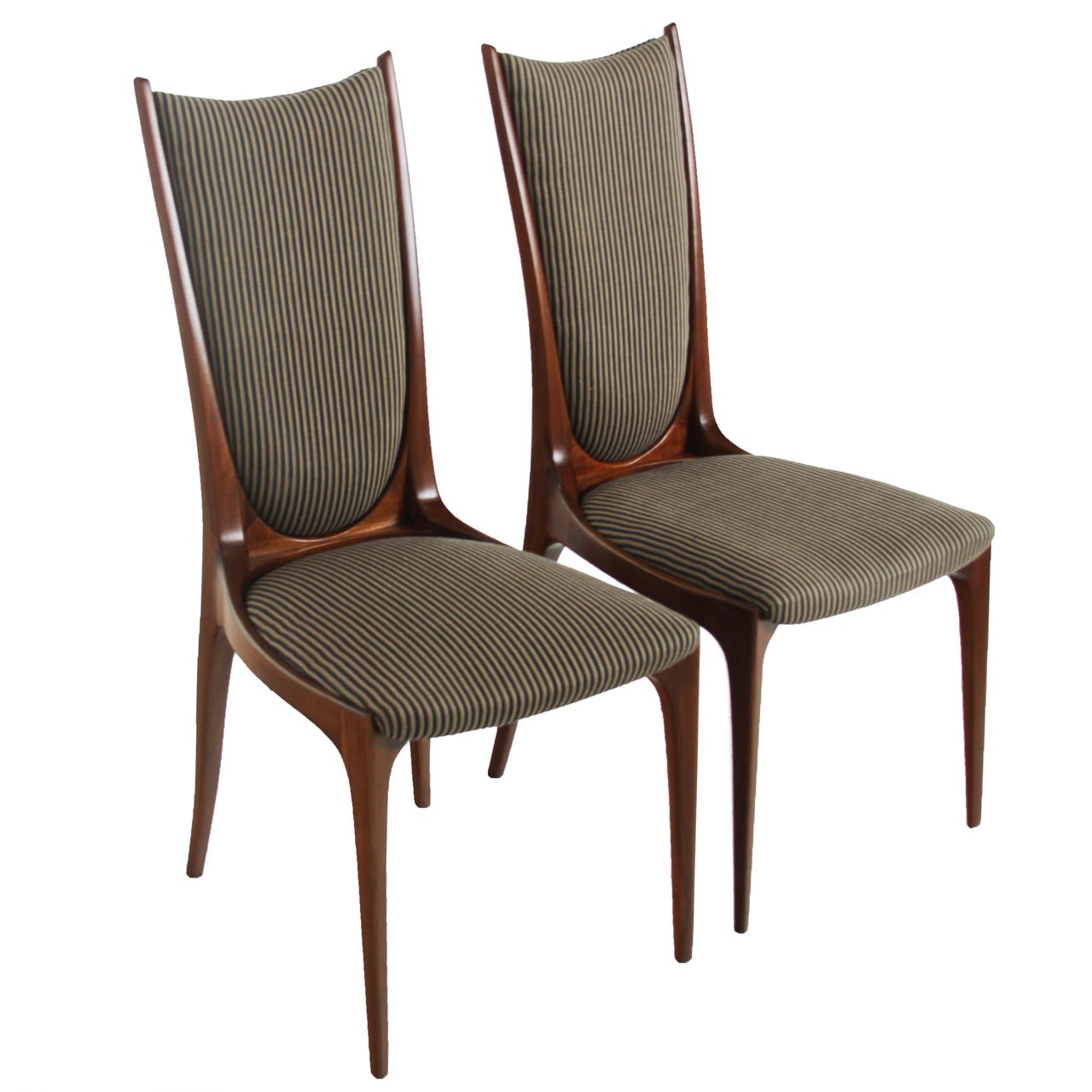 Pair of Sculptural High Back Brazilian Chairs