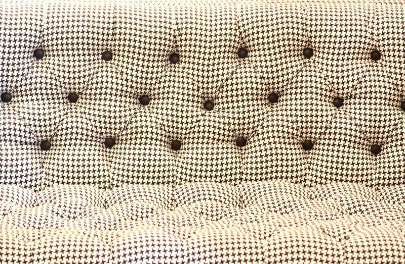 Milo Baughman Houndstooth Upholstery and Leather Button Sofa 2