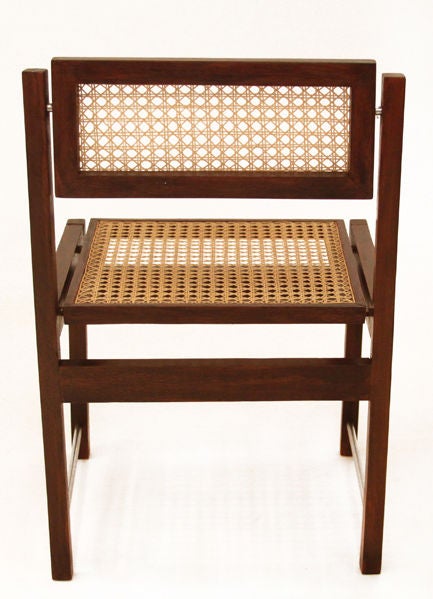 Mid-20th Century Set of Six Brazilian Hardwood Swivel Back Dining Chairs with Caned Back & Seat For Sale