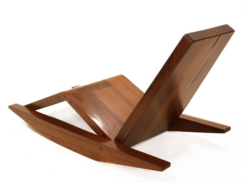 Brazilian Solid salvaged Ipe wood rocking chair by Zanini de Zanine