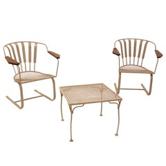 Pair Of Salterini Spring Lounge Chairs With Side Table