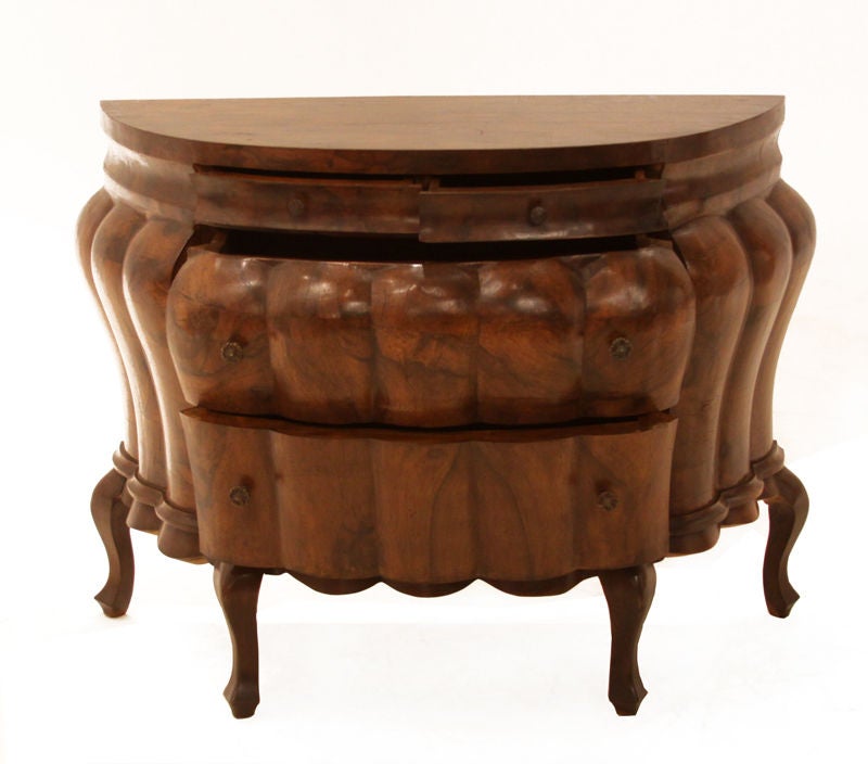 American Vintage scalloped burl Bombay Chest by Glenn Don
