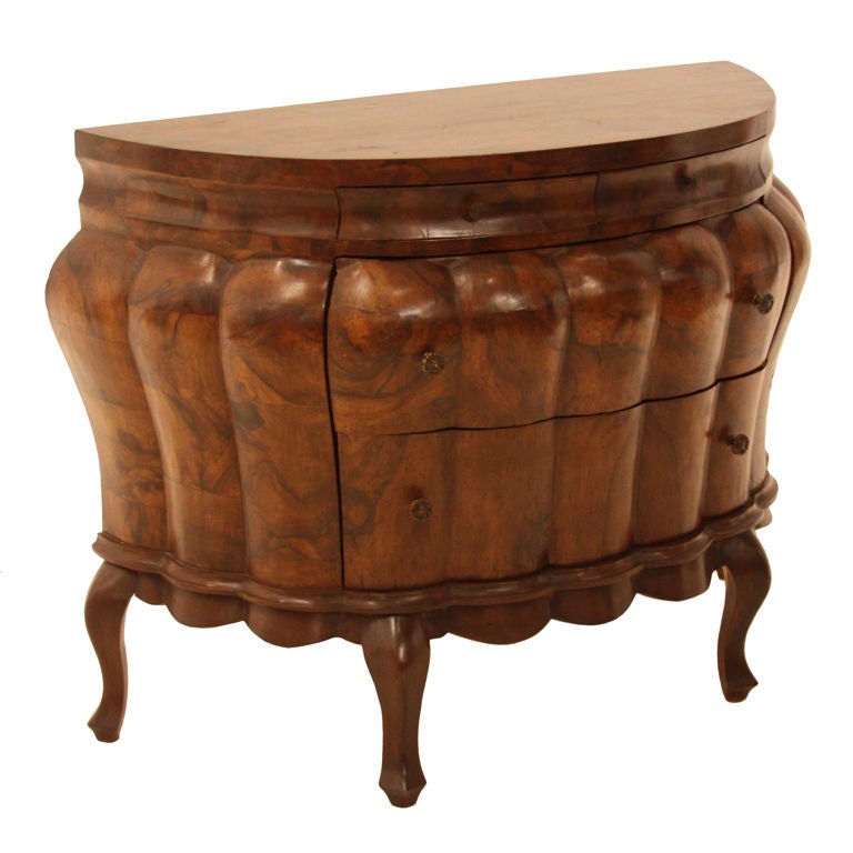 Vintage scalloped burl Bombay Chest by Glenn Don