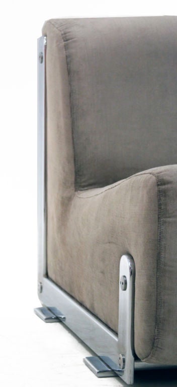 Brazilian Chrome Lounge Chairs in Bronze Silk Velvet by Forma 3
