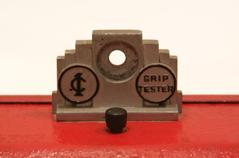 Vintage coin operated game where men and women can test their strength by pushing and pulling the levers. Strength is measured on separate scale.  We are not game experts and this is being sold as a decorative object. We have no idea if it works or