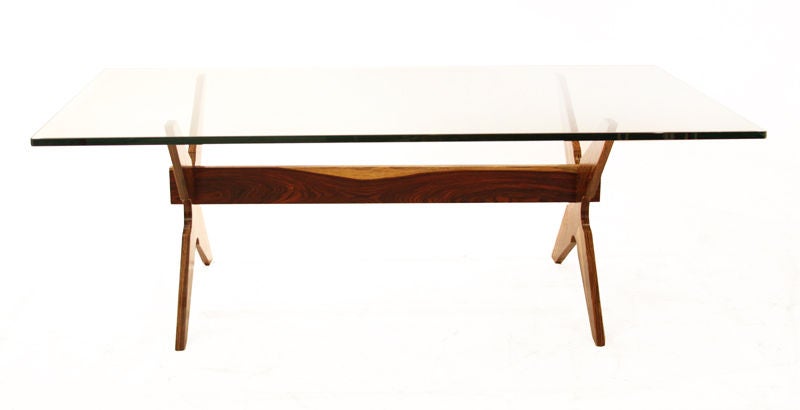 American Beautiful Cocobolo Wood Coffee Table With Glass Top