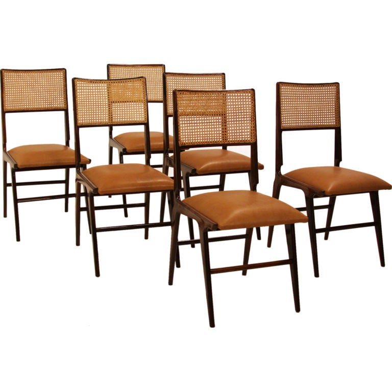 Set of Six Leather Brazilian Dining Chairs by Martin Eisler