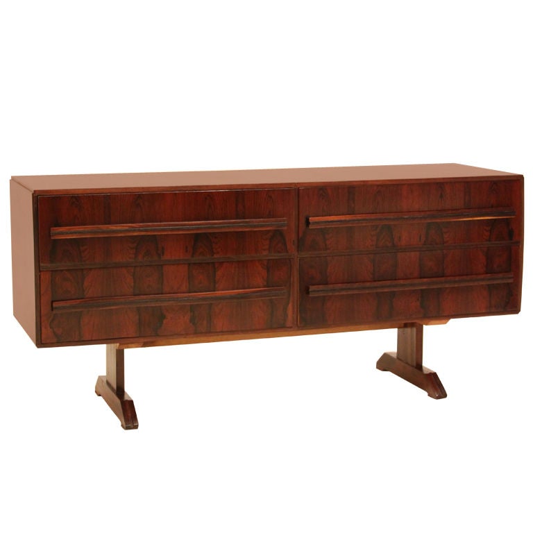 Brazilian Rosewood Cabinet or Dresser with Solid Rosewood Pulls For Sale