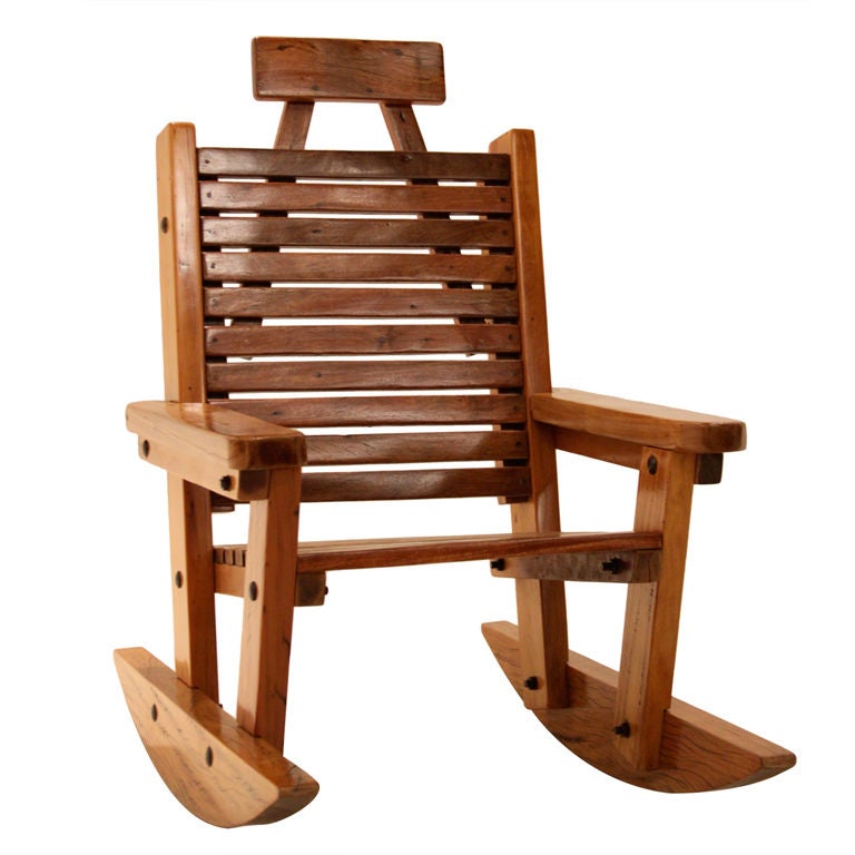 Solid Peroba de Rosa Heavy Wood Rocking Chair For Sale