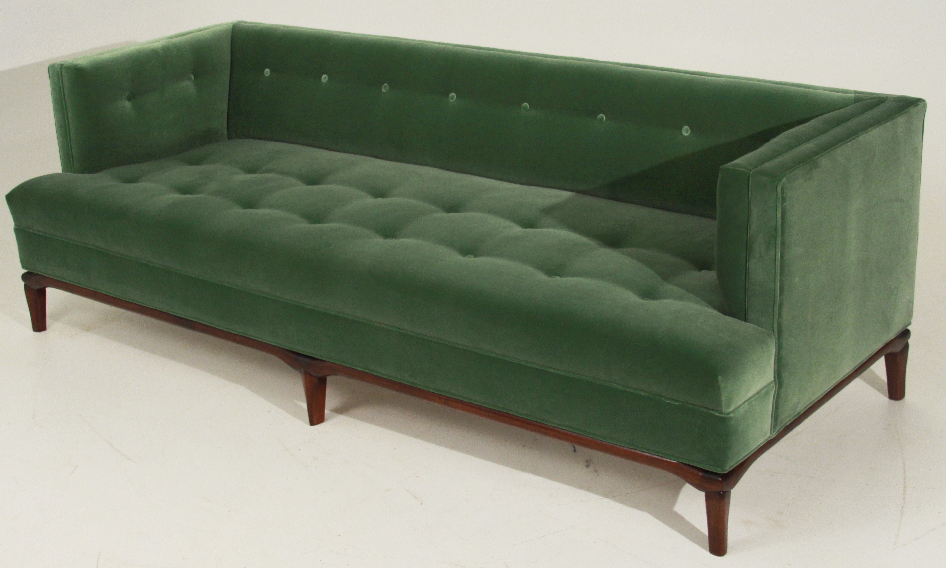 Custom Sophia Sofa in green mohair by Thomas Hayes Studio