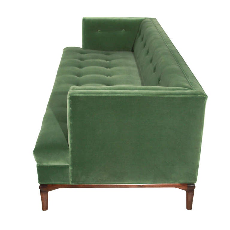 American Custom Sophia Sofa in green mohair by Thomas Hayes Studio