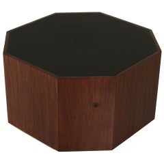 Solid Mahogany coffee table with inset leather top by Thomas Hayes Studio