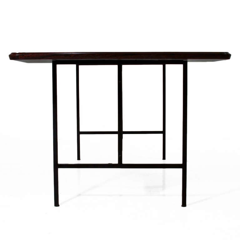 Geraldo de Barros Exotic Brazilian Hardwood Dining Table with Iron Base For Sale 1