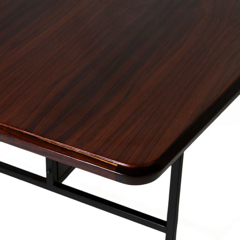 Geraldo de Barros Exotic Brazilian Hardwood Dining Table with Iron Base For Sale 3