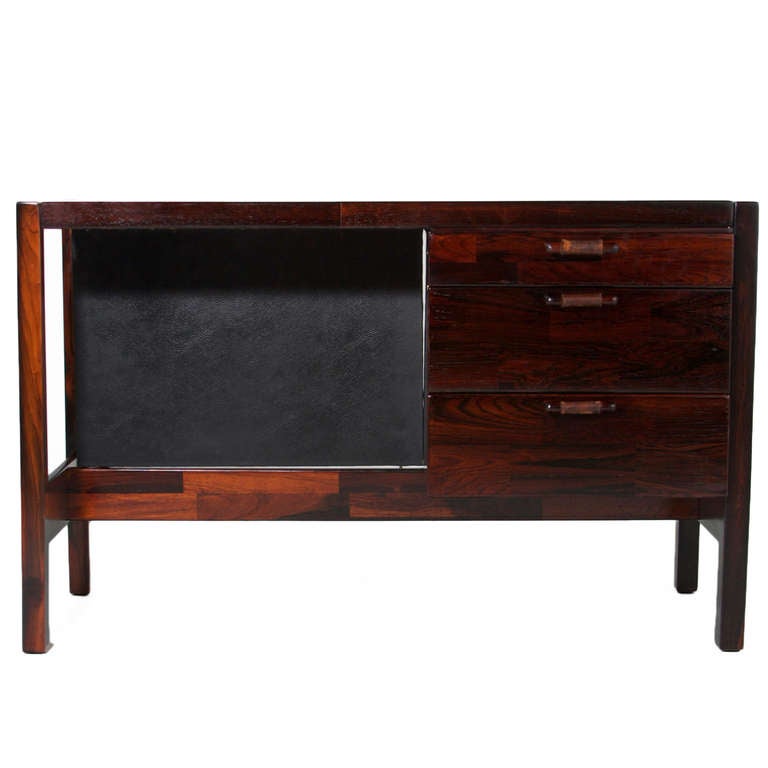 American Patchwork Rosewood Desk by Jorge Zalszupin For Sale