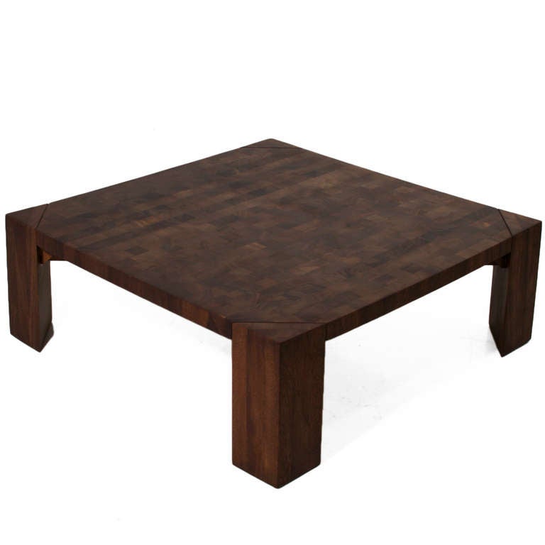 American Mid-Century Sherrill Broudy Mahogany Parquetry Coffee Table  For Sale