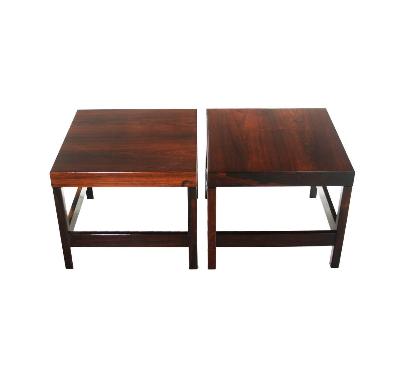 Brazilian Pair of 1960s Rosewood Side Tables by Sergio Rodrigues For Sale