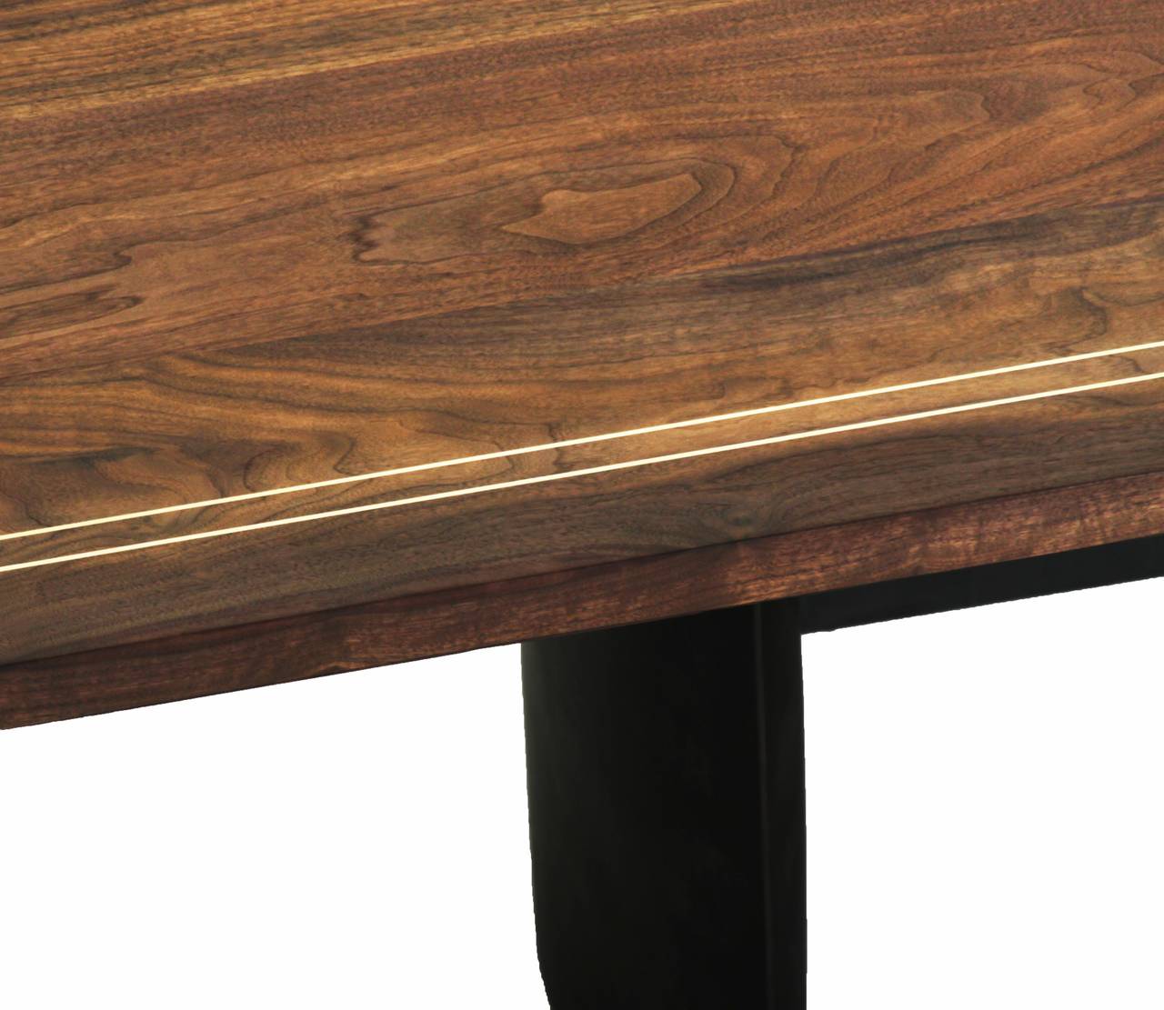 Custom Walnut Dining Table With Solid Br Inlay At 1stdibs Custom Walnut Dining Table With Solid Br Inlay In Excellent Condition For Hollywood