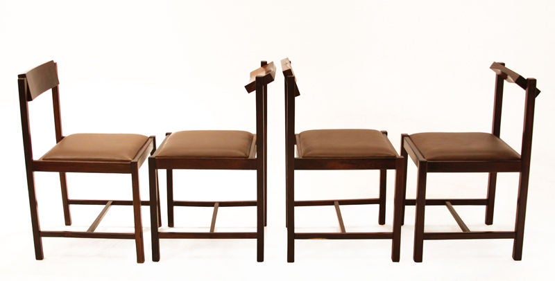 Mid-20th Century Eight Mobilia Contemporanea Brazilian Solid Rosewood Swivel Back Dining Chairs