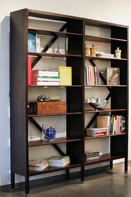 Huge Brazilian hardwood bookshelf with adjustable shelves