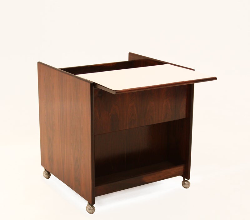 Mid-20th Century Sergio Rodrigues Rosewood Bar Cabinet on casters For Sale