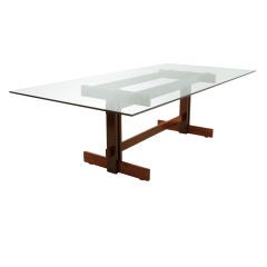 Solid Rosewood Celina Moveis Dining Table With Glass Top