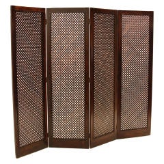 Mid-Century Brazilian Jacaranda Wood Four Panel Lattice Folding Screen